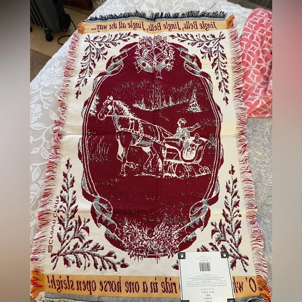 Red and White Holiday Woven Rug